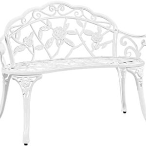 costoffs Aluminum Outdoor Bench Garden Metal Bench Patio Furniture Seat 2 Seater Garden Love Seat for Park/Porch