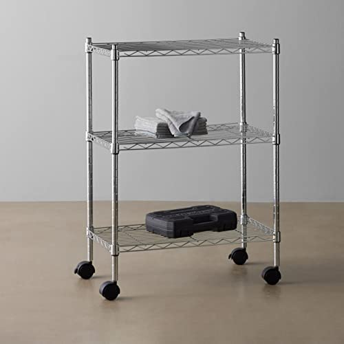 Amazon Basics 3-Shelf Shelving Unit on Wheels - Chrome - Image 4