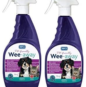 RSPCA 2 x 500ml Pet Stain and Odour Remover Wee Away | Pet Friendly | Probiotic Cleaning - Discourage From Repeat Marking