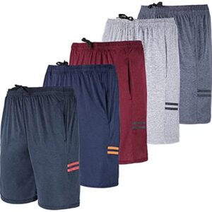 5 Pack:Men's Dry-Fit Sweat Resistant Active Athletic Performance Shorts