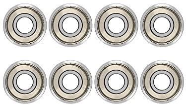 eBoot 608 ZZ Skateboard Bearings Longboard Roller Skate Bearings 608 Ball bearings, Double Shielded, Silver, 8 Pack