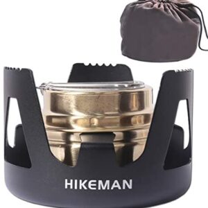 Hikeman Spirit Burner Lightweight Backpacking - Brass Ultra-Light Alcohol Stove For Hiking, Camping, BBQ, Picnic, Outdoor To Boil Water, Make Coffee, Cooking, Portable Meths Burner (black)