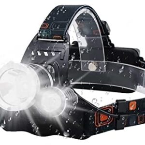 Head Torch Rechargeable - Headlamp Headlight LED Head Torch with 3 Lights 4 Modes, 6000 Lumen Head Torches LED Super Bright, for Running, Camping, Fishing, Cycling, Hiking, Waterproof