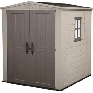 Keter Factor Outdoor Garden Storage Shed, Beige, 6 x 6 ft