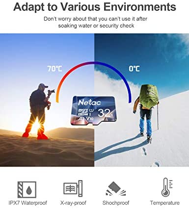 Netac 32GB MicroSDHC Memory Card, Micro SD Card R/W up to 90/10MB/s, TF Card 4K Full HD Video Recording, UHS-I, C10, U1, A1, V10, for Camera, Smartphone, Security System, Drone, Dash Cam, Gopro - Image 4