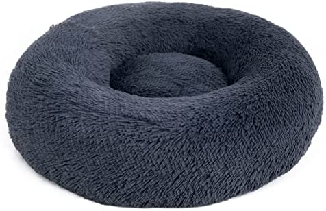Bedsure Small Dog Bed Donut - Fluffy Calming Cat Beds for Indoor Cats Large, Round Washable Small Bed for Puppy Dog, Grey, 50×50×16cm - Image 6