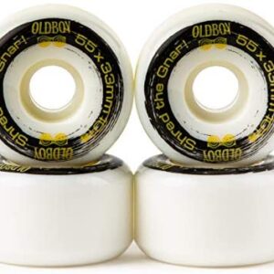 Oldboy Skate Park Skateboard Wheels (55 x 33mm) made with 80% Rebound Trick Formula Urethane and 101A hardness balancing grippiness and speed for better vert and freestyle skating
