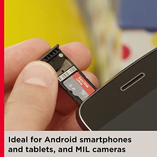 SanDisk 128GB Ultra microSDXC memory card+SD adapter. Up to 120MB/S Read Speed, Class 10, U1, A1 approved, Red/Grey - Image 2