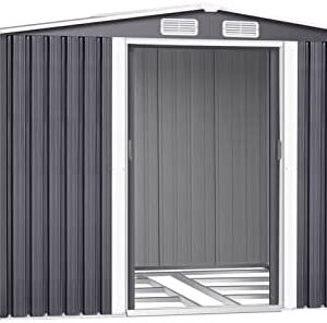 Mutiwill 8.5ft x 6.7ft Garden Shed Outdoor Storage Metal Sheds Lockable Tool House with Double Sliding Doors and Base Frame for Backyard, Patio, Lawn