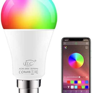 iLC Colour Changing LED Light Bulb B22 8W RGBW Controlled by APP, Sync to Music, Dimmable Multi-Color 60 Watt Equivalent