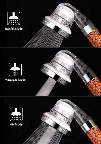 Shower Head,Dothnix Ionic Shower Head with Hose High Pressure,3 Modes Adjustable Filter Shower Head for Hard Water Low Water Pressure,Contains Additional Replaceable Stone - Image 3