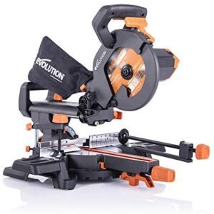 Evolution Power Tools R210SMS+ Sliding Mitre Saw With Multi-Material Cutting, 45° Bevel, 50° Mitre, 230mm Slide, 1500 W, 230 V