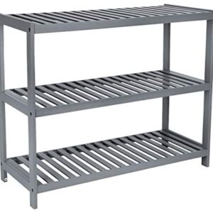 woodluv 3 Tier Bamboo Storage Rack for Bathroom, Bedroom, Kitchen Storage Shelf Unit - GREY