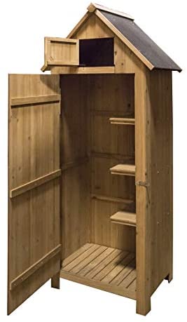 AIRWAVE Outdoor Bideford Garden Wooden Storage Cabinet/Tool Shed H179 x W77 X D54cm (Natural) - Image 2
