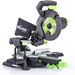 Evolution Power Tools F210SMS Sliding Mitre Saw with Multi-Material Cutting, 45 Degree Bevel, 50 Degree Mitre, 230 mm Slide, 1200 W, 230 V