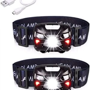 APUNOL 2Packs Head Torch, Rechargeable Waterproof Headlamp LED Headlight with Red Filter,Super Bright 400LM,8 Lighting Modes,Motion Sensor Switch for Camping Hiking Running Reading Outoor Sports