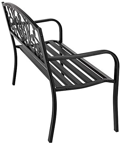 Bonnlo Garden Bench Outdoor Bench Steel Frame Furniture Patio Bench Seating Park Patio Seat - Image 2