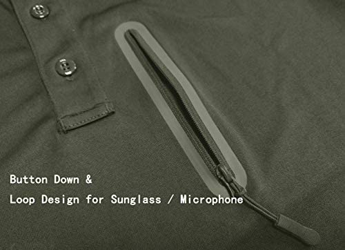 KEFITEVD Long Sleeve Polo Shirts for Men Casual Gofl Work Tops Button Down Army Fishing T-Shirt with Zip Pocket - Image 3
