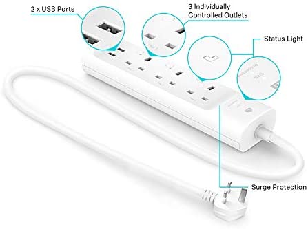 TP-Link Kasa WiFi Power Strip 3 outlets with 2 USB Ports, Works with Alexa, Google Home and Samsung SmartThings, Wireless Smart Socket Remote Control Timer Plug, No Hub Required(KP303) - Image 2