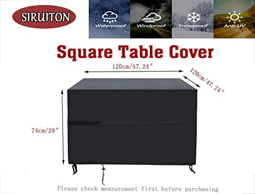 SIRUITON Patio Furniture Cover Waterproof Oxford Polyester Outdoor Garden Table and Chair Waterproof Protection Cover(120x120x74cm) - Image 2