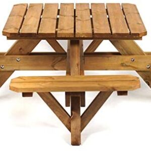 BrackenStyle Ambleside Square Topped Pub Table - Heavy Duty Pressure Treated Picnic Bench - 8 Person (Brown)