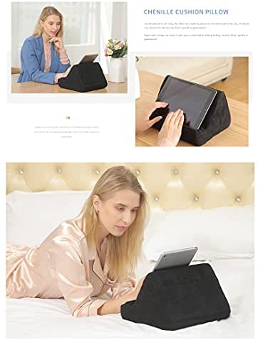 Soft Tablet Stand Pillow with Pocket,Tablet Cushion Stand,Adjustable 3 Viewing Angle,Lazy Holder Stand for Bed Sofa,Compatible with iPads Tablets eReaders Smartphones Books Magazines(Wine red) - Image 5