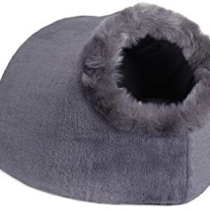 VERTAST Cat Small Dog Cosy Bed Pets Igloo Bed Hideout Cave, Cushion Washable, grey