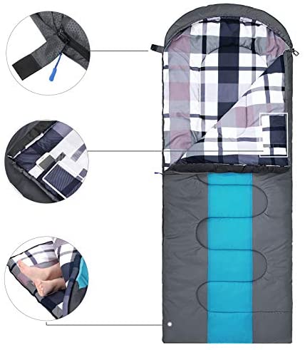 SONGMICS Wide Camping Sleeping Bag with Compression Sack, Ideal Temp 5-15°C, 3-4 Seasons, Easy to Carry, Lightweight, Compact, for Camping, Hiking, Travelling - Image 4