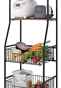 XEMQENER Storage Trolley Cart on Wheels Microwave Oven Shelves Unit Fruit Rack Vegetable Organizer for Kitchen