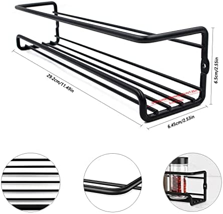 BAORELST Spice racks Organizer 4 Tier Wall Mounted Condiment Holder With Adhesive Sticker and Screws for Kitchen Condiments & Inside Cupboard Spice Organizer Tidy (Black) - Image 6