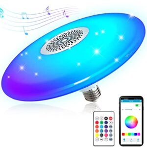 Wireless Bluetooth Light Bulb Speaker,24w(150w Equivalent), E27 RGB Light Bulb Colour Changing with Remote,Disco Lights Bulbs for Bedroom, Living Room, Family Party.