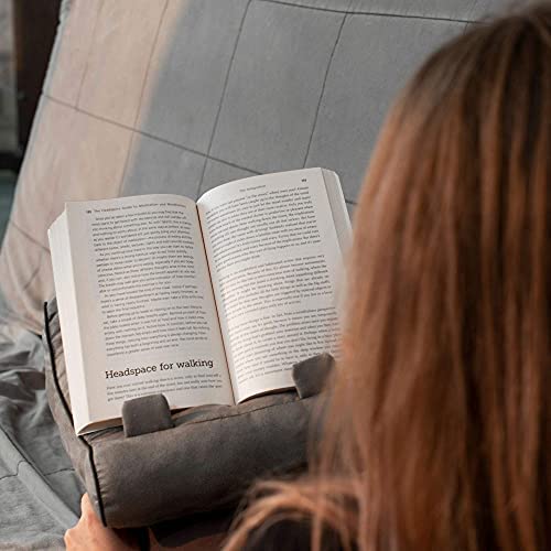 Book Couch iPad Stand | Tablet Stand | Book Holder| Reading Pillow | Reading in Bed at Home | Tablet Lap Rest Cushion | Fun Novelty Gift Idea for Readers, Book Lovers | Phones and eReaders (Grey) - Image 5