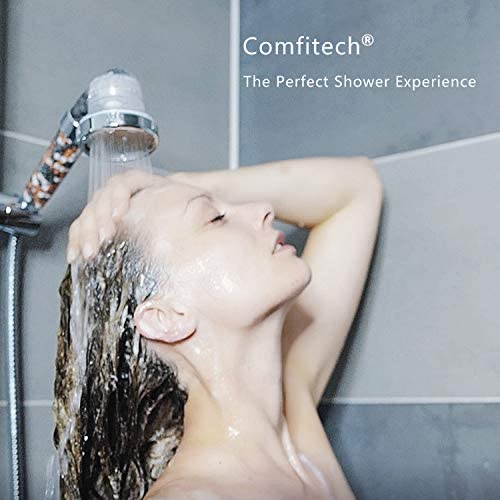 ComfiTech Shower Head, Ionic Shower Head with 2M Shower Hose, Filter Shower Head for Hard Water to Increase Pressure 3 Modes Spray Function Contains Extra Replaceable Filter Beads - Image 2