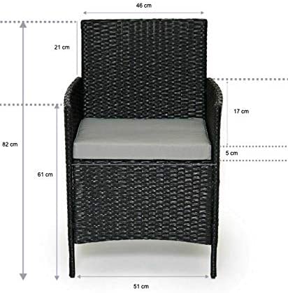 EVRE Rattan Garden Furniture Set Patio Conservatory Indoor Outdoor 4 piece set (Black) - Image 6