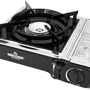 Milestone Camping 18959 Stainless Steel Portable Camping Stove / Gas Powered / Lightweight & Portable / Air Cooling System / Camping/Festivals/Fishing Trips