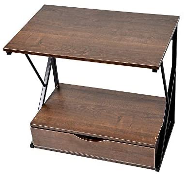 Baker's Rack Microwave Oven Rack with Drawer, Kitchen Counter Storage Organizer, 2-Tier Wood Kitchen Shelf Rack for Kitchen, Dark Oak - Image 3