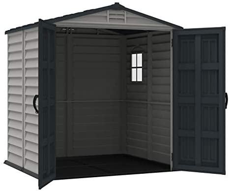 Duramax StoreMate 6' x 6' PLUS Plastic Garden Shed with Plastic Floor & Fixed Window - Anthracite & Adobe - 15 Years Warranty - Image 2