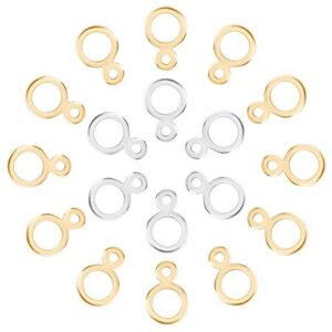 UNICRAFTALE about 80pcs 2 Colors Hanger Rings Stainless Steel Hanger Links Ring Hanger Links Golden & Stainless Steel Color Pendant Links for Dangle Jewelry Making, 6.5mm Inner Diameter