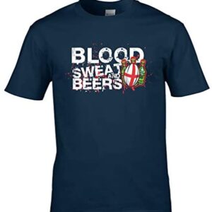 England Rugby Supporter T Shirt Blood, Sweat and Beers