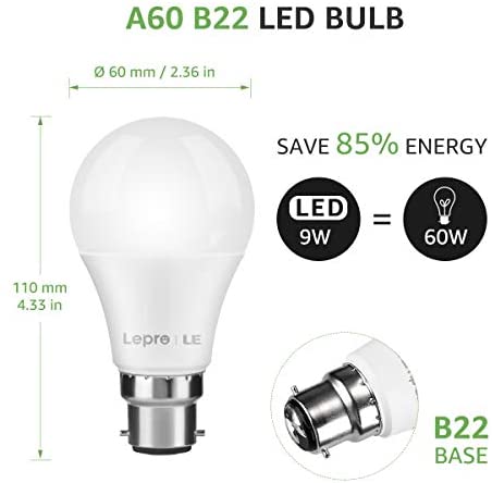 LE Smart Bulb, B22 Smart Light Bulb Bayonet, Works with Alexa and Google Home, Dimmable App and Voice Control WiFi LED Bulbs, 9W = 60W, 806lm, Warm White 2700K, No Hub Required, Pack of 2 - Image 6
