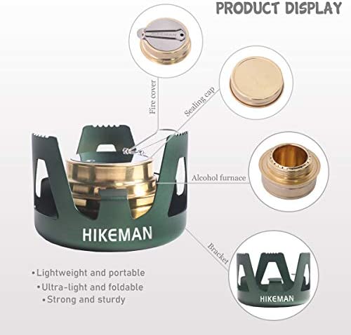 Hikeman Spirit Burner Lightweight Backpacking - Brass Ultra-Light Alcohol Stove For Hiking, Camping, BBQ, Picnic, Outdoor To Boil Water, Make Coffee, Cooking, Portable Meths Burner (black) - Image 3