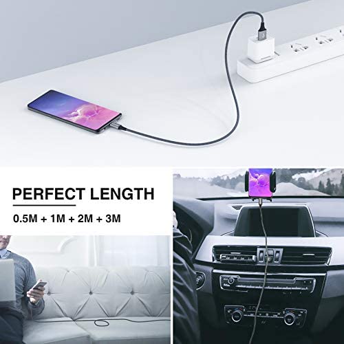 RAVIAD USB C Cable, 4Pack 0.5M+1M+2M+3M Nylon Braided USB Type C Fast Charging Charger Cable for Samsung Galaxy S10/S9/S8+/S8, MacBook, Huawei P30/P20/P10, Google Pixel, Sony Xperia XZ, OnePlus Grey - Image 6