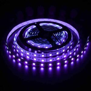 iNextStation UV Black LED Light Strip, 2M/6.6ft 5V USB Operated 120 SMD5050 UV LEDs 395nm-405nm Blacklight for Sterilization, Fluorescent, Computer Case, Poster, DJ, Party, Room Décor