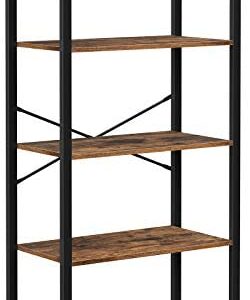 VASAGLE Bookcase, Bookshelf 5 Tier, Standing Display Storage Rack with Steel Frame, for Living Room, Office, Study, Hallway, Industrial Style, Rustic Brown and Black LLS061B01
