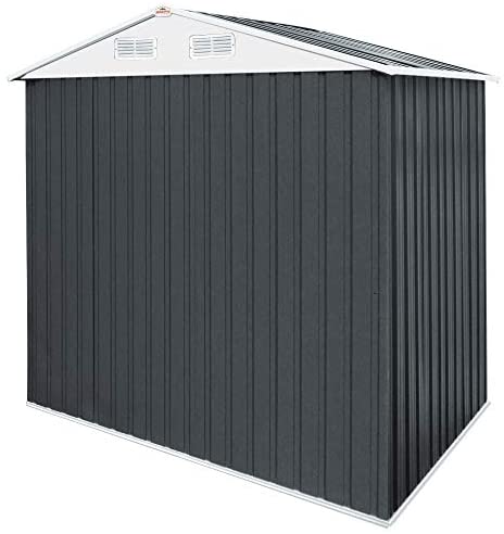 Deuba Garden Metal Tool Shed Size and Colour Choice Galvanised Green Anthracite Brown Roofed Outdoor Storage 7x4ft, Grey - Image 5