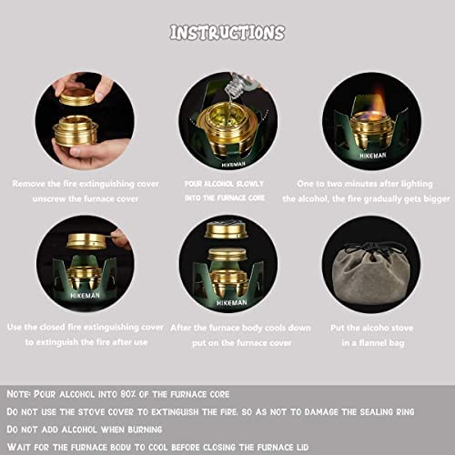 Hikeman Spirit Burner Lightweight Backpacking - Brass Ultra-Light Alcohol Stove For Hiking, Camping, BBQ, Picnic, Outdoor To Boil Water, Make Coffee, Cooking, Portable Meths Burner (black) - Image 7