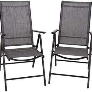 PPHIVILLA Sets of 2 Garden Folding Chairs with Aluminum Frame,6X Adjustable with 7 Seating Positions,High Back Outside Patio Chairs Weather Resistant