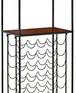 HOMCOM Industrial 30-Bottle Wine Rack Barker's Rack Bar Storage with Glass Holders, Rustic Brown