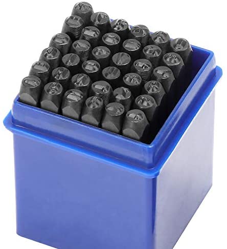 WiMas 36PCS Universal Letter and Number Stamp Set, Letter Alphabet A-Z Number 0-9 and Symbol & Metal Punch Stamps 3mm