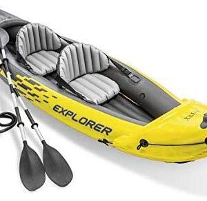Intex Explorer K2 Kayak, 2-Person Inflatable Kayak Set with Aluminum Oars and High Output Air Pump